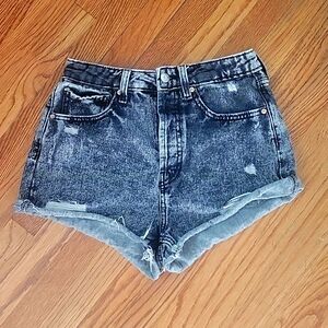 2/$15 Black Acid Wash Denim Shorts (4)